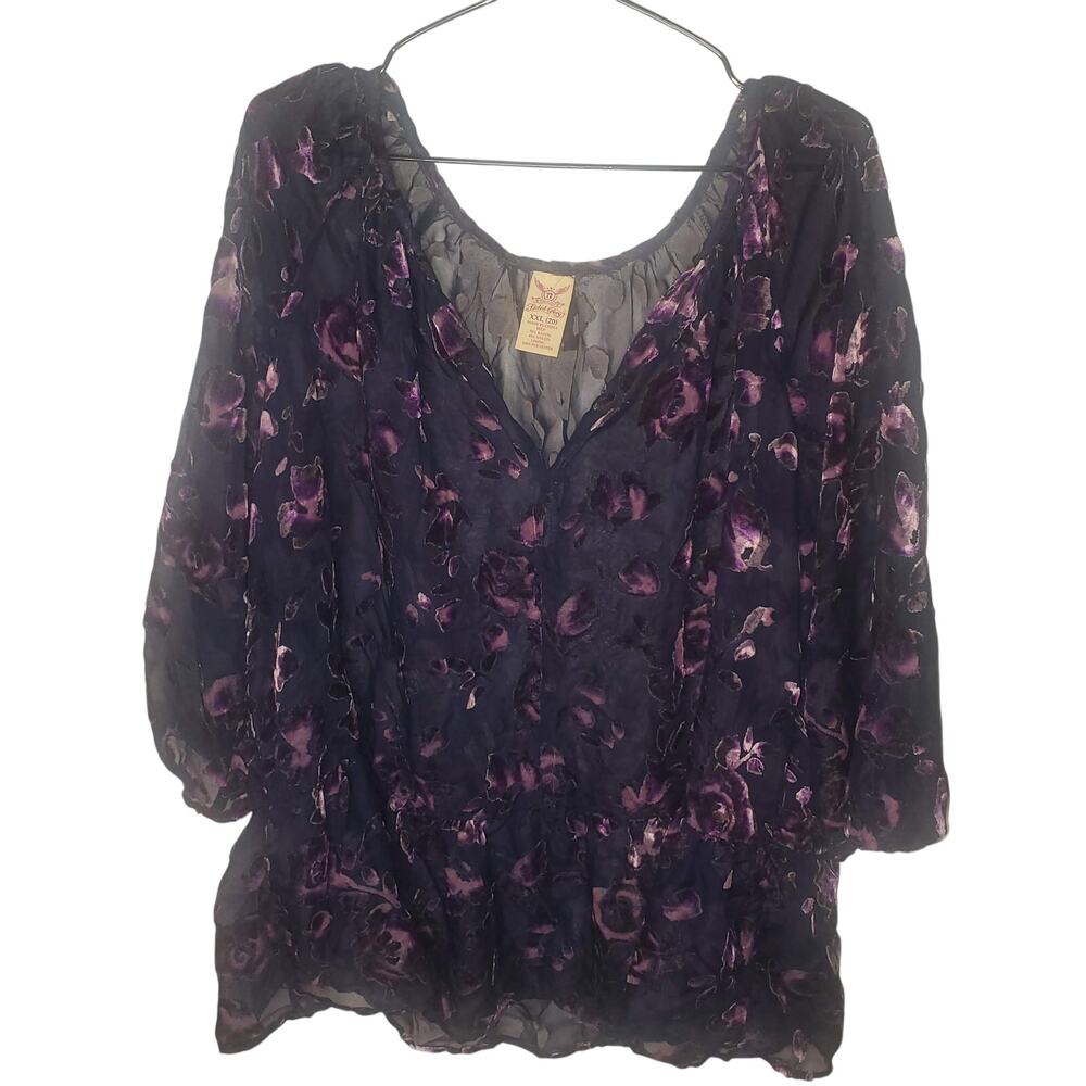 Y2K Floral Velvet Burnout Top Whimsigoth Fairy Grunge Witchy Size XXL